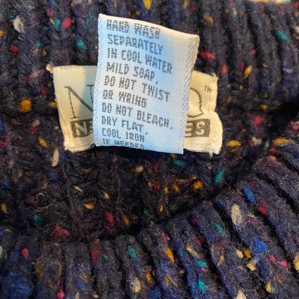 Vintage Nuovo New Forces Striped Cable Knit Wool Blend Sweater Blue Size Medium - Picture 5 of 6
